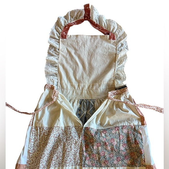 VTG Handmade Quilt Boho Prairie Patchwork Pinafore Apron Maxi Dress Hippie OOAK - Picture 7 of 14